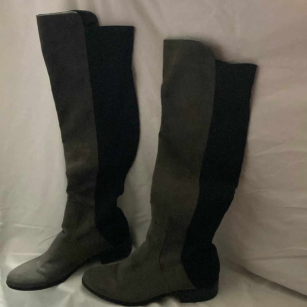 Stylish Black and Gray Women's Knee-High Boots